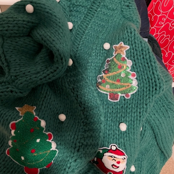Green Christmas Sweater with Festive Embellishments - Picture 6 of 9